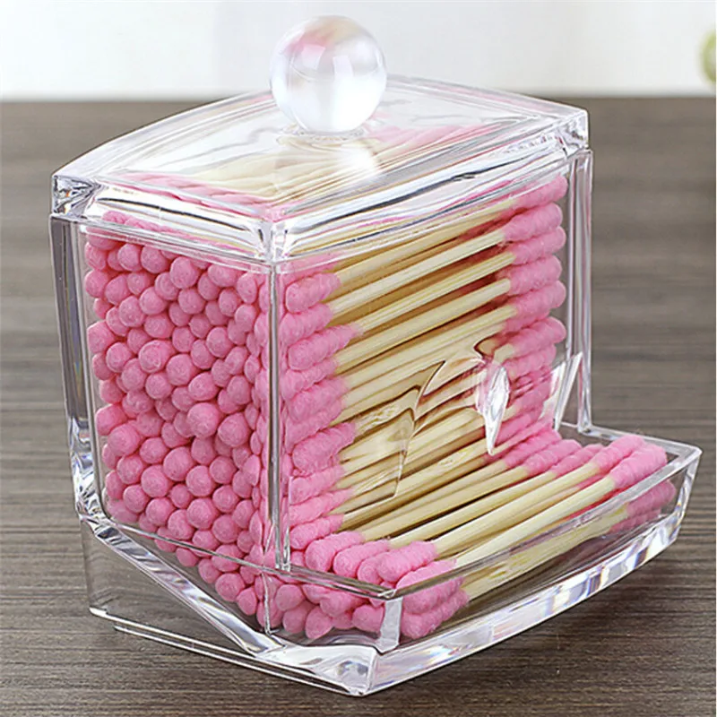 Boîte de rangement pour cotons-tiges en acrylique  Portable  Transparent  maquillage  conteneur