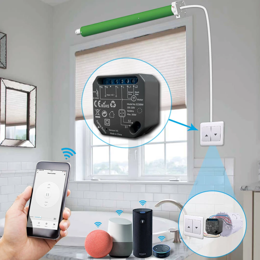 Tuya Smart WiFi модуль переключателя штор для жалюзи с рольставнями приложение