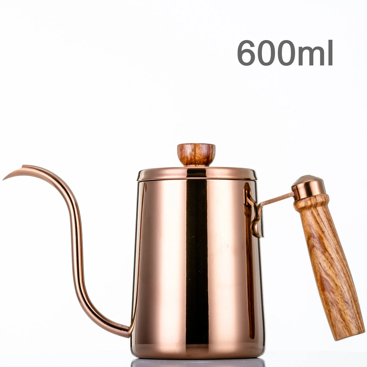 Seluna чайник из нержавеющей стали с деревянной ручкой, ручной капельный кофейник, залейте кофе, заварочный чайник, кофейник бариста - Цвет: 600ml - Rose Gold