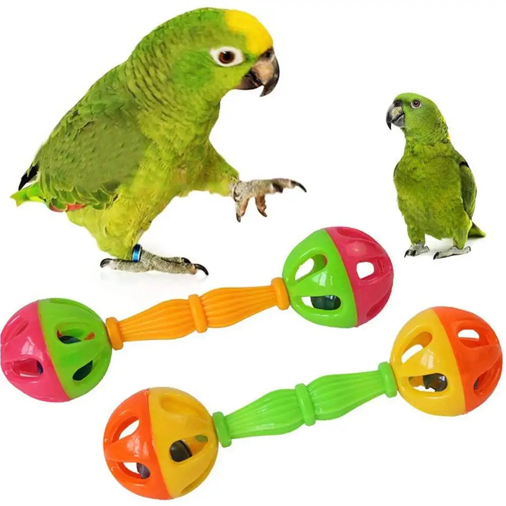 Pet Bird Parrot полый двойной головкой колокольчик мяч погремушка укус Жевательная