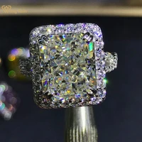 wong rain luxury 925 sterling silver 6 ct radiant cut created moissanite gemstone wedding engagement ring fine jewelry wholesale
