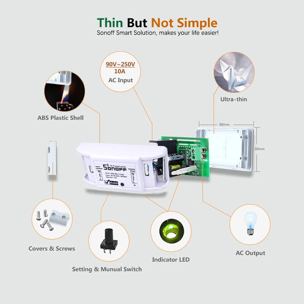 Беспроводной смарт выключатель ITEAD SONOFF Basic/RF/TH10/TH16/Dual/Mini/Pow r2 с поддержкой Wi