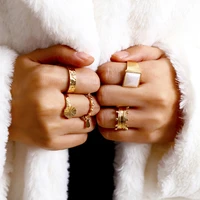 gold rings for women high polish%c2%a0trendy%c2%a0ring set%c2%a0signet%c2%a0chunky%c2%a0thick stackable%c2%a0gold rings jewelry%c2%a0for%c2%a0girls gift