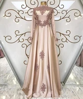 elegant islam muslim prom dresses 2019 long sleeves high neck a line lace applique prom dress plus arabic evening party gowns