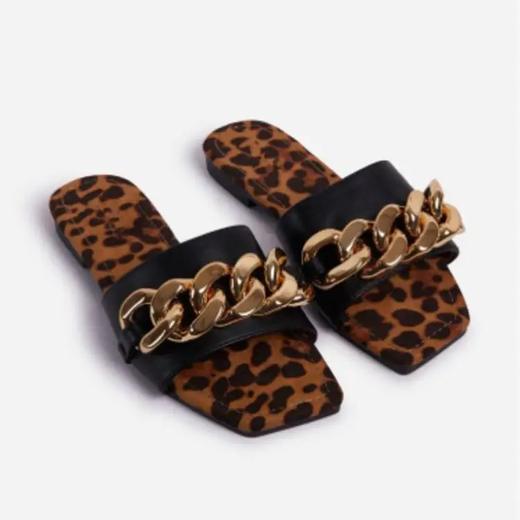 

European and American Women's Fashion Shoes Large Size 43 Summer New Snake Leopard Print Open Toe Sandals Women's Sandals