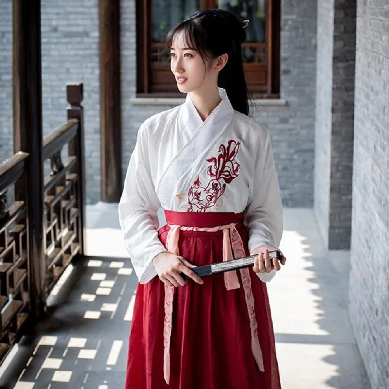 

Chinese Vintage Long Sleeve Dress Fantasia Female Carnival Chinese Princess Costume 2021 Women Hanfu Ancient Outfit For Lady