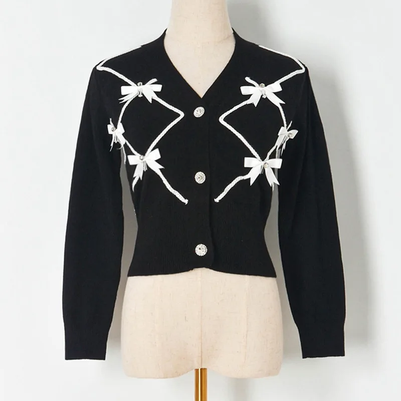 

Женский трикотажный кардиган с V-образным вырезом и длинным рукавом