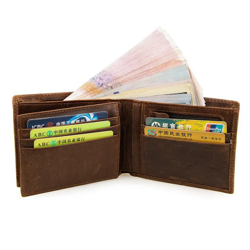 Кошелек GENODERN мужской из воловьей кожи в стиле пэчворк короткий бумажник