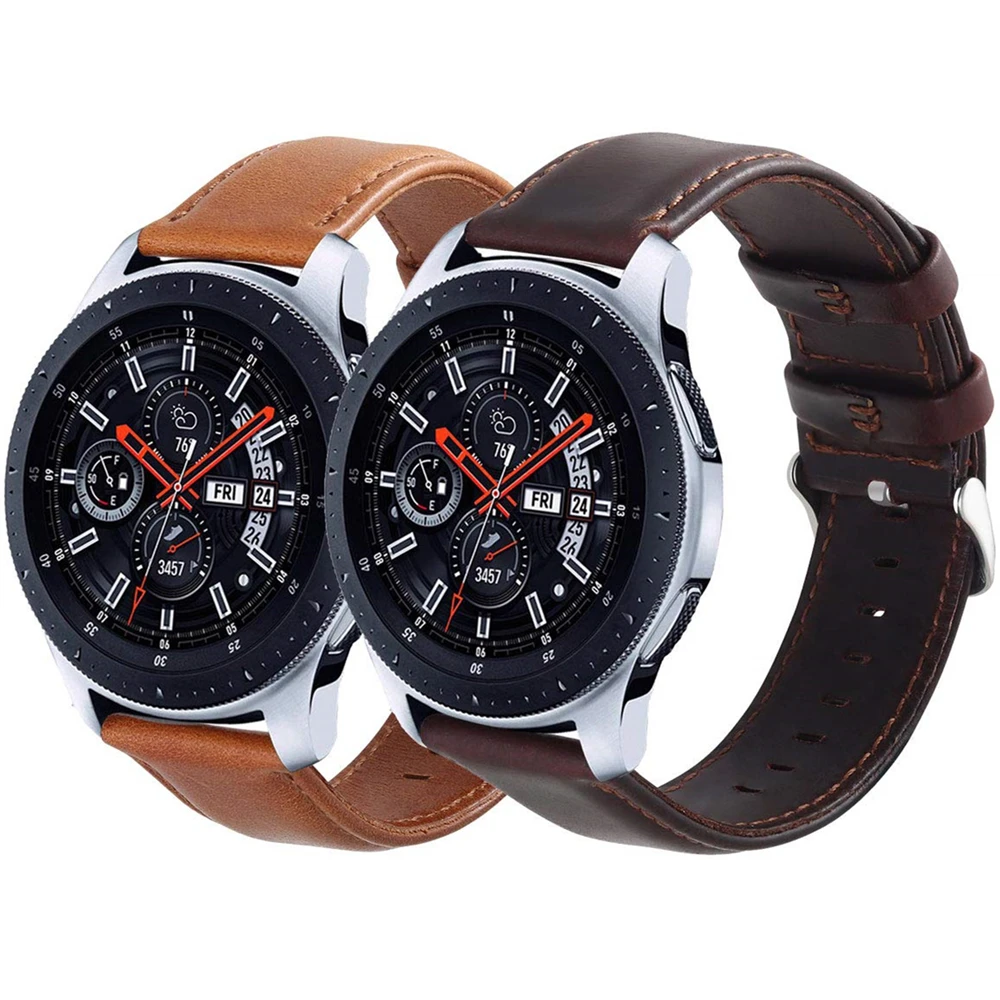 Ремешок кожаный для Galaxy Watch 46 мм/Active 2 40 мм 44 браслет samsung Gear S3 Frontier/classic 20 22