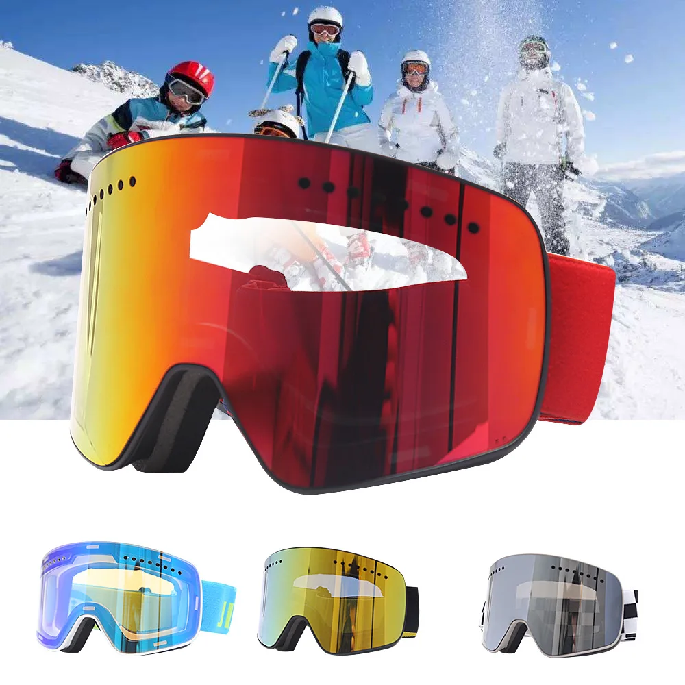 

Magnetic Snow Snowboard Ski Goggles Cylindrical Double Layers 100% UV400 Anti-Fog Lens Coca Myopia Skiing Snowmobile Glasses