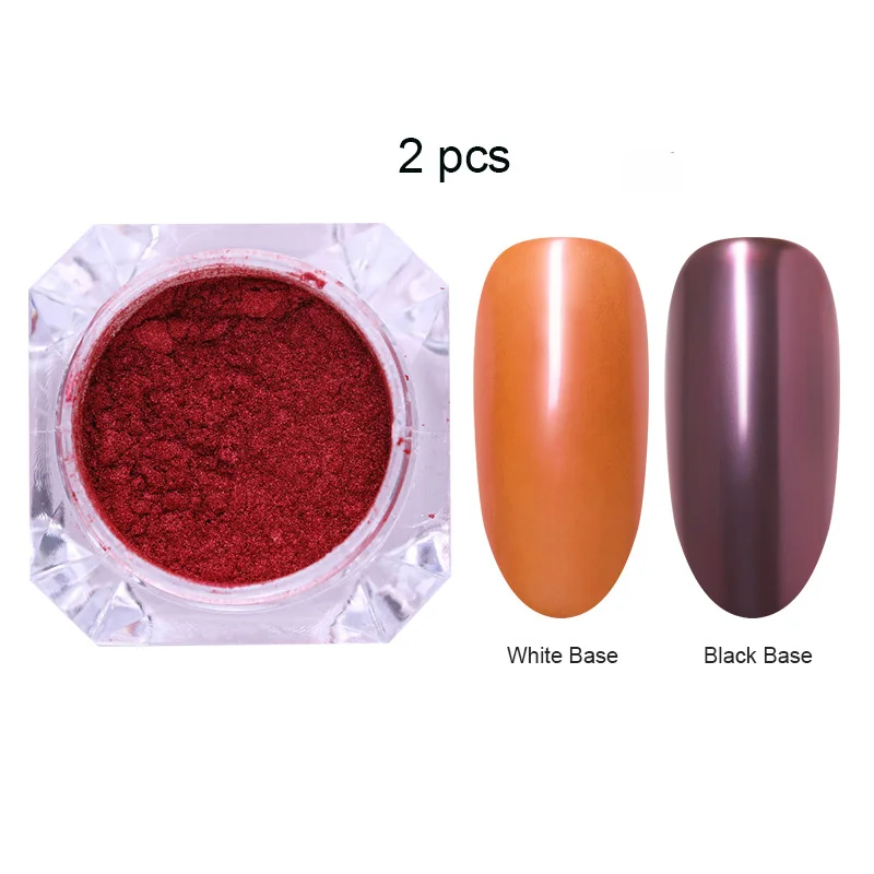 2pcs-Set 8 Яркие Блестки для ногтей порошок пыль хром пигмент пыль ослепительный салон микро Голографический лазерный порошок для DIY украшения для ногтей - Цвет: 2pcs-Set 8