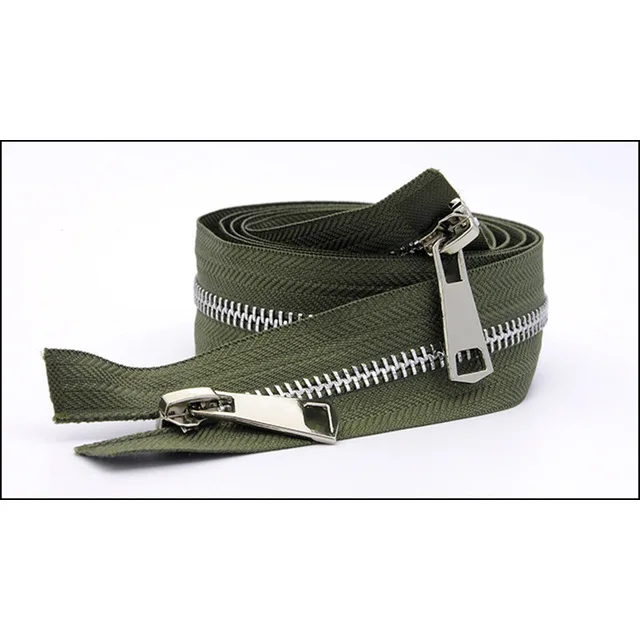 SilverGreen Meetee 120 см 5# двойной слайдер застежки-молнии для шитья открытая металлическая молния Gunblack зубы куртка молния DIY 13 цветов A3-9 - Цвет: SilverGreen