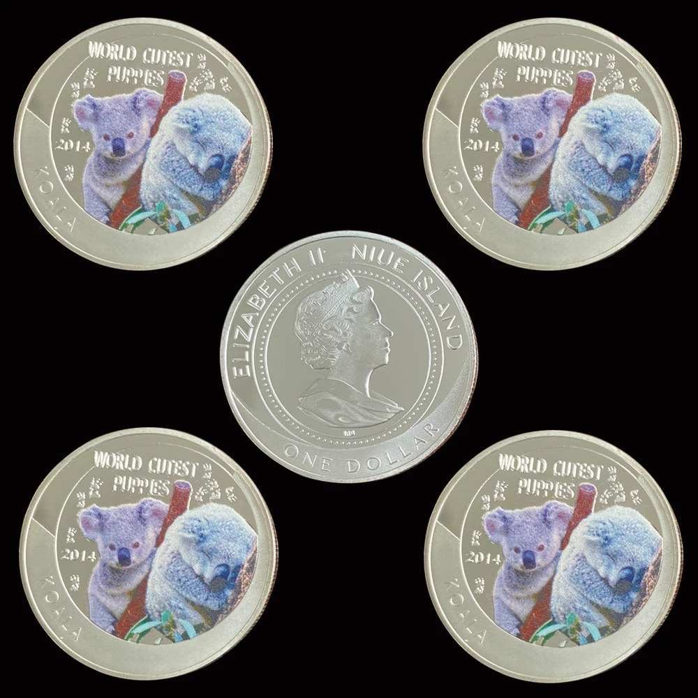 

Серебряная монета Елизаветы II с рисунком щенков мира, 5 шт., 2014, для коллекции, в подарок