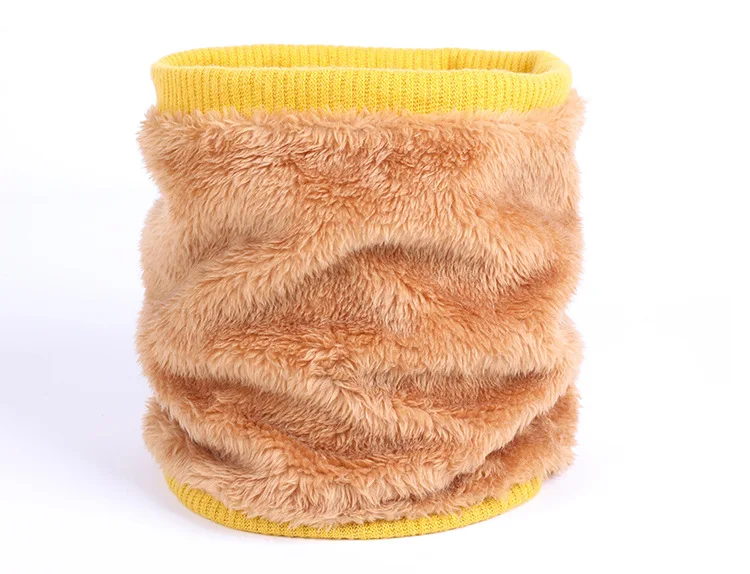 Вязаный теплый шарф унисекс осенне зимний однотонный Бандана с кольцом Флисовая