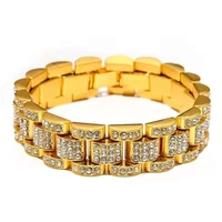 bracelet for men women full iced out jewelry hip hop bling rhinestone fashion luxury big gold chain mens bangle charm bracelets