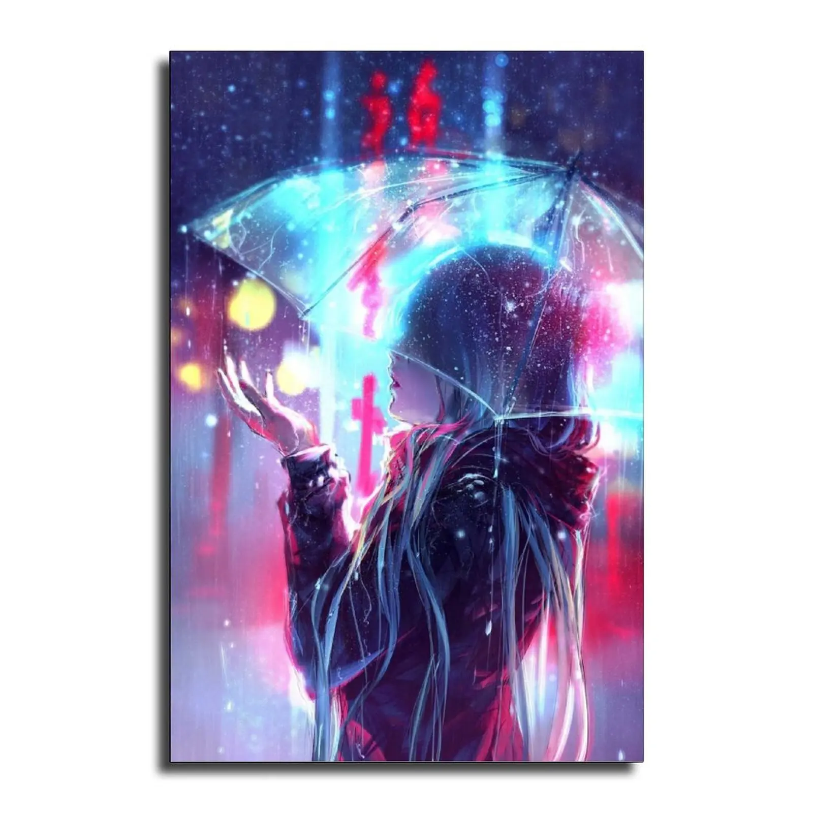 Киберпанк аниме искусство девушка холст художественный плакат и настенный принт