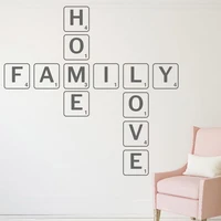 scrabble style family home love quote wall sticker for living room vinyl decal adhesive wallpaper mural diy home decoration 3q07