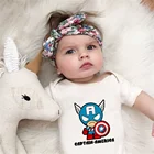 Суперодежда для малышей 0-24 мес., Комбинезоны для младенцев с капитаном Америка Marvel, боди для новорожденных, крутая футболка для маленьких мальчиков и девочек
