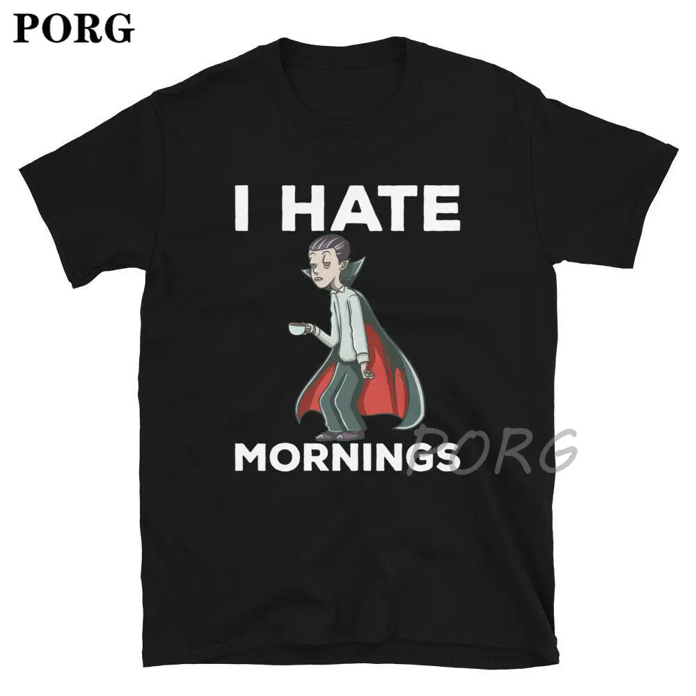 Футболка унисекс с надписью I Hate Morning забавная Темная футболка круглым вырезом и