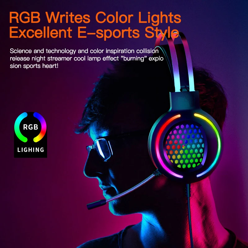 Игровые наушники RGB светильник для компьютера PS4 высококачественные стерео