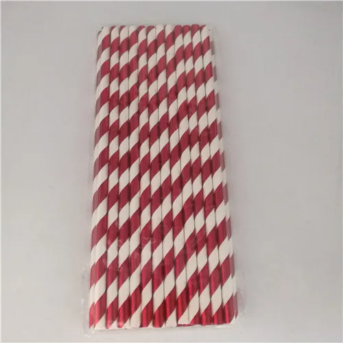 hot red white 25 шт. золотистого и серебряного цвета, в форме сердца, звезды, фольги, в полоску, бумажные соломинки для детей, дня рождения, свадьбы, вечеринки, для детского душа, для украшения мероприятий, для питья - Цвет: hot red white