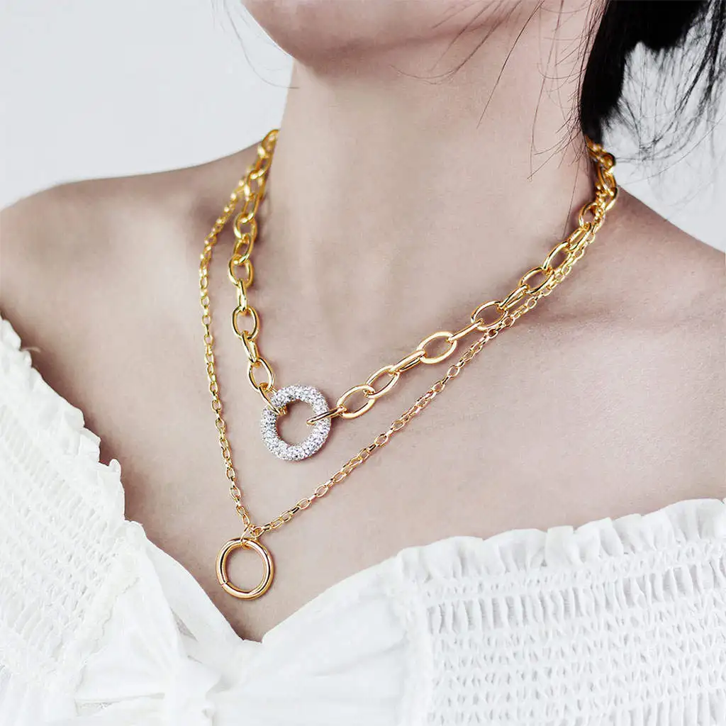 

Layered Necklace Rhinestone Adjustable Exquisite Dainty for Party Ladies