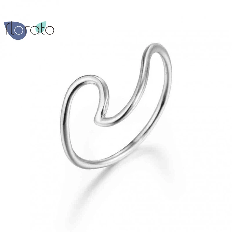 

925 Sterling Silver Minimalist Sea Wave Shaped Ring For Women Fashionable Zircon Love Ring Trendy Jewelry Wholesale Bijoux