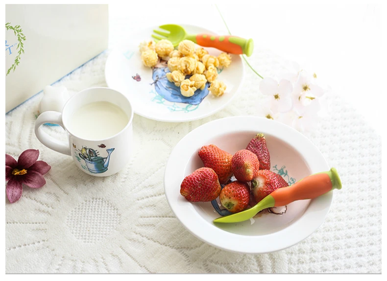 PETER RABBIT Official Genuine Baby Kids Dinnerware Dinner Set Mug Soup Plate Dish Kit Cutlery Tableware Food Container Cubiertos