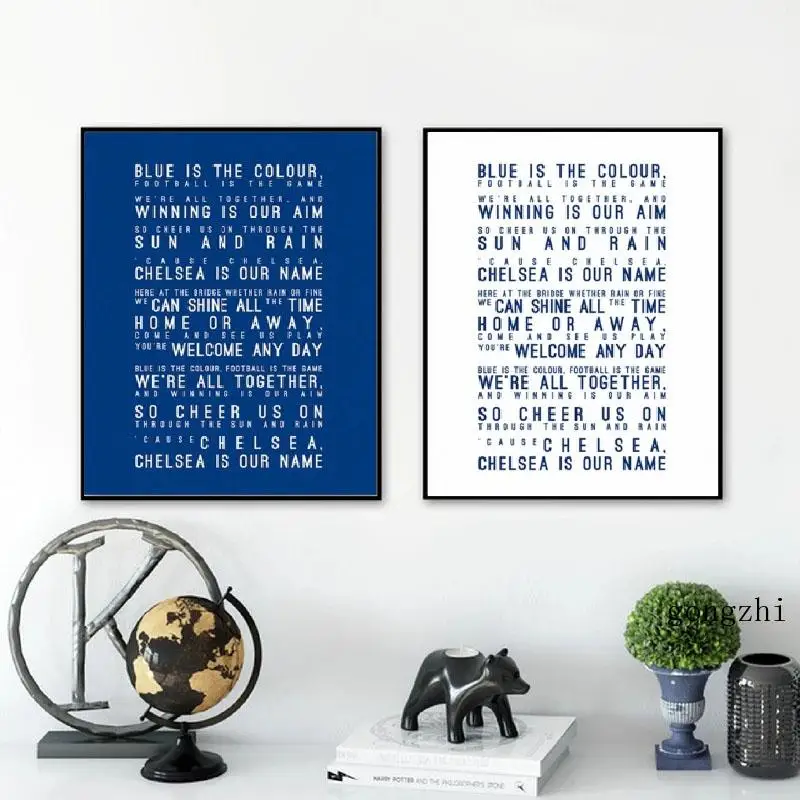 

Chelsea Fc Inspired Song Lyrics Nordic Poster Minimalist Canvas Painting and Prints Wall Art Pictures for Living Room Home Decor