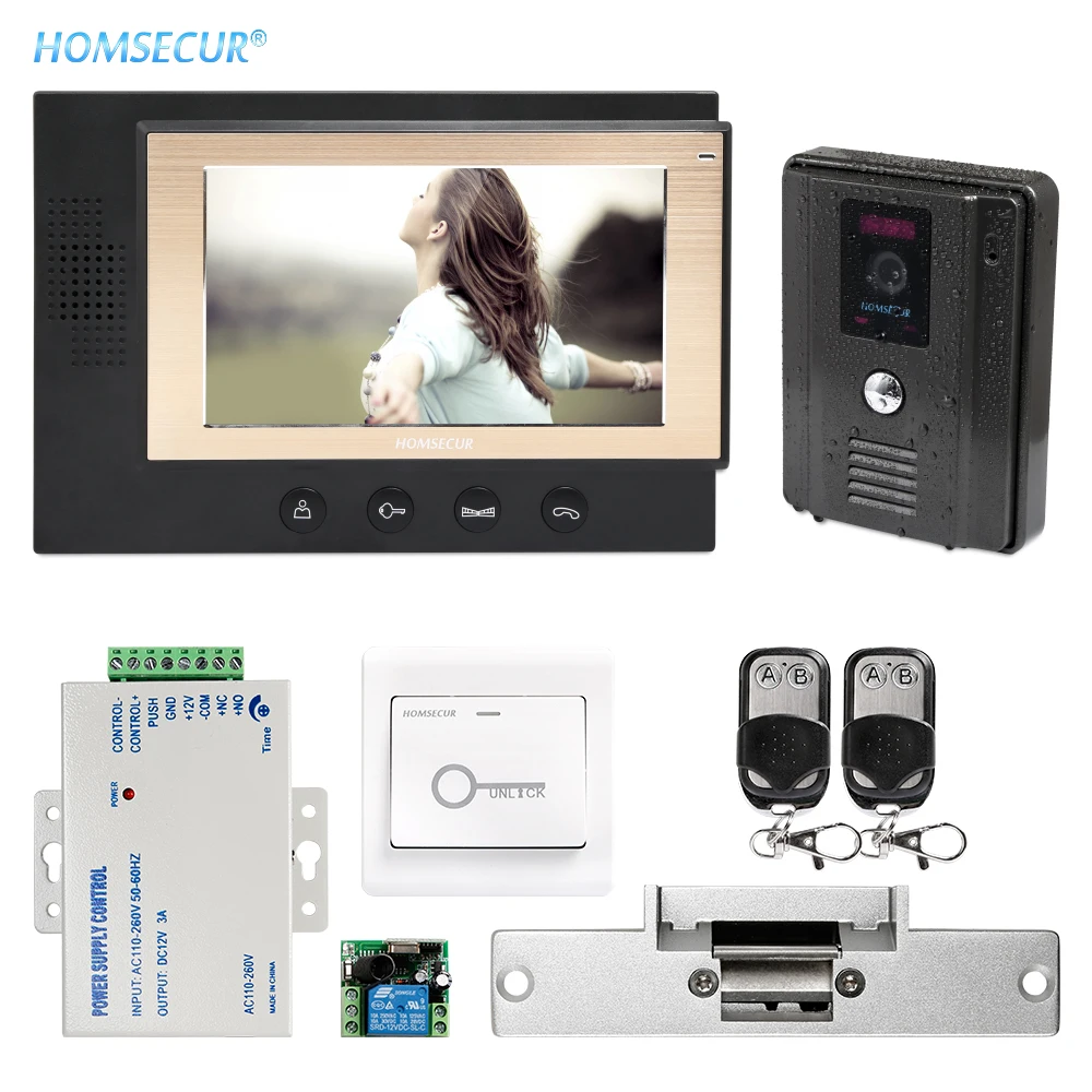 HOMSECUR 7 &quotВидеодомофон Система + Двухсторонний Интерком для дома безопасности (TC011