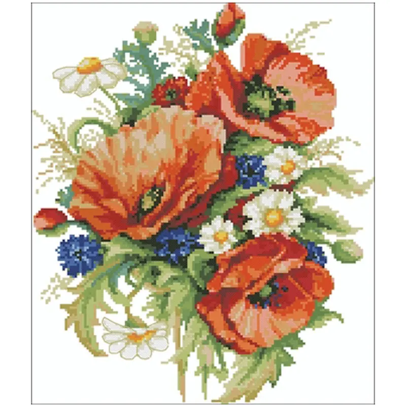

Red poppy flower patterns Counted Cross Stitch 11CT 14CT 18CT DIY Chinese Cross Stitch Kit Embroidery Needlework Sets home decor