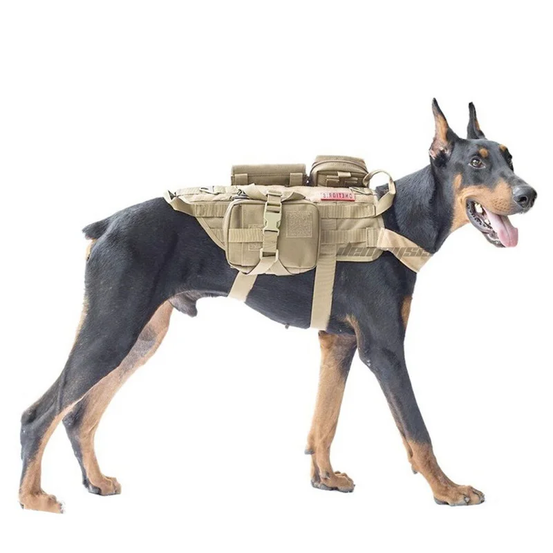 

Molle Military Dog Vest Set Adjustable Hunting Training Dog Harness Vest with 3 Bags Outdoor Army Service Dog Vest Clothes