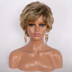 Грес Омбре волна женщин шиньоны высокотемпературное волокно леди парик густые синтетические волосы парики