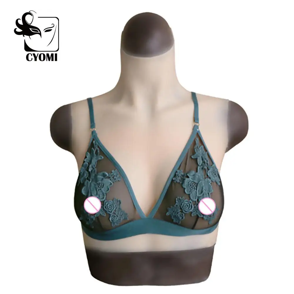 

Силиконовая грудь CYOMI C/D/E, накладная грудь с хлопковым наполнителем, с высоким воротником, от шеи до уха, для косплея, Drag Queen 3G
