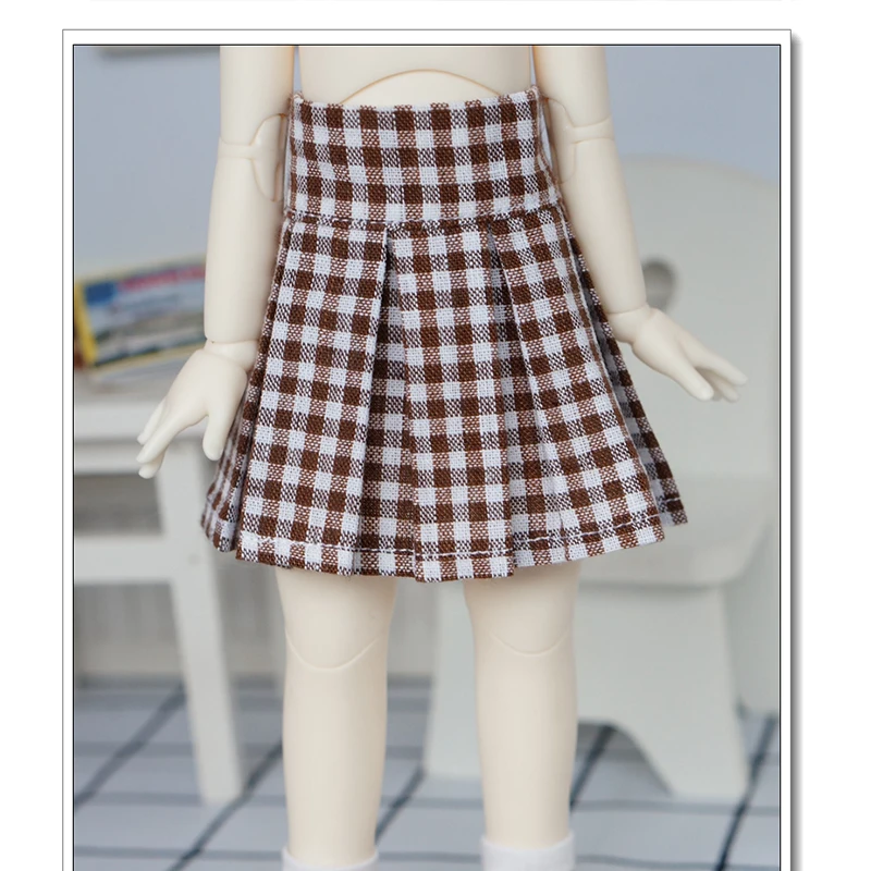 BJD Женская кофейная клетчатая юбка плиссированная для 1/6 YOSD MYOU imda3.0 аксессуары