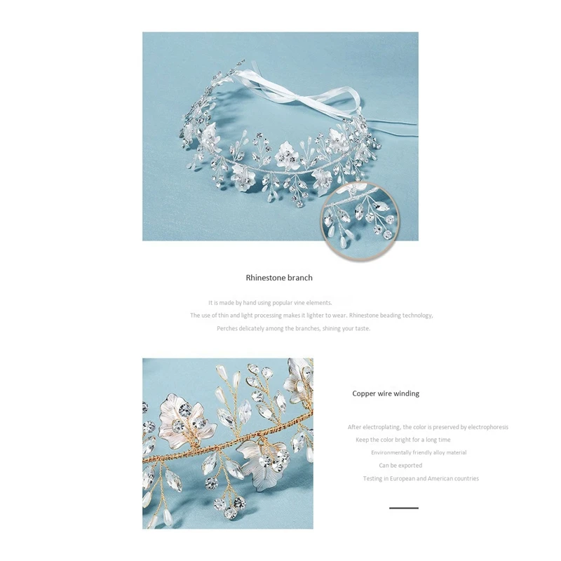 

Bridal Headdress Fairy Wedding Plate Hair Alloy Leaf Handmade Headband with Makeup Styling Photo Hair Accessories