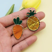 10pcs fruit pineapple radish enamel charms alloy pendants fit earrings dangle diy womens jewelry accessory phone decor big size