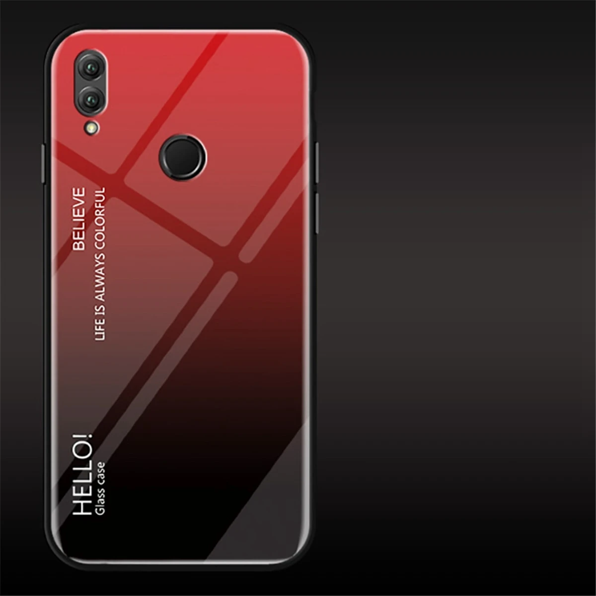 For Huawei Honor 8X 8C Max Case Soft Silicone Frame Gradient Color Hard Tempered Glass Cover 9X Pro | Мобильные телефоны и