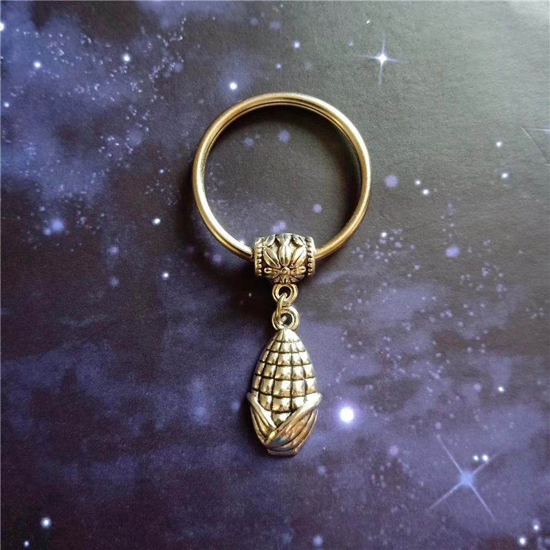 

Цепочка для ключей «Кукуруза», цепочка для ключей с одной стороны, креативный Рождественский подарок, украшения в виде растений, Подарочный цепочка для ключей