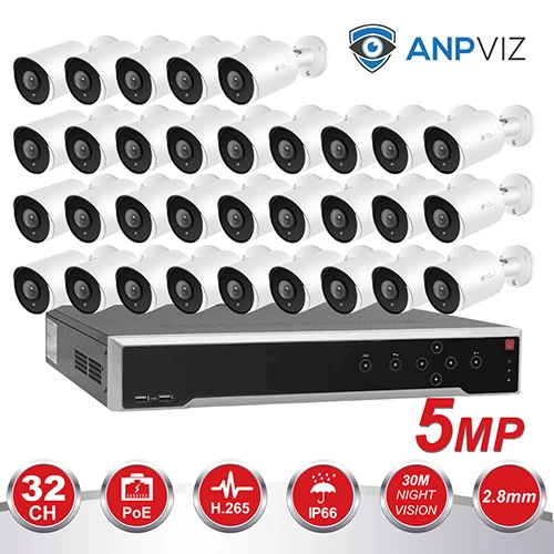 32PCS Bullet KIT Hikvision OEM 32CH 4 к NVR KIT 16/20/32 шт. открытый 5MP Пуля IP система наблюдения ссtv встроенной Аудио Видео набор для наблюдения - Цвет: 32PCS Bullet KIT