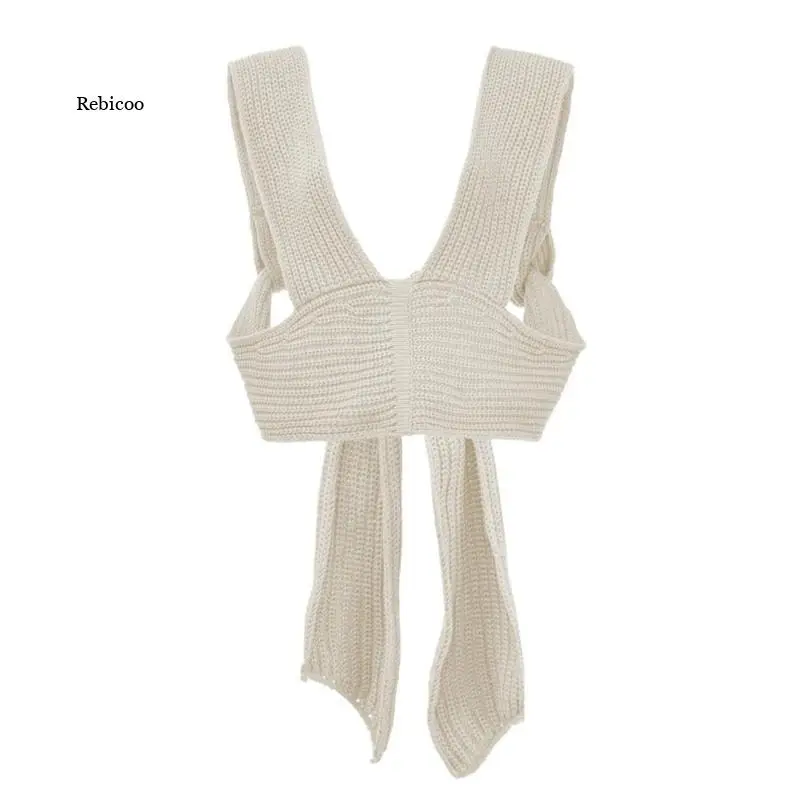 

Women Cotton Fashion Sexy Autumn Winter Wear Inside and Outside Diy Bandage Knitting Top Nightclub Dance Changeable Sweater