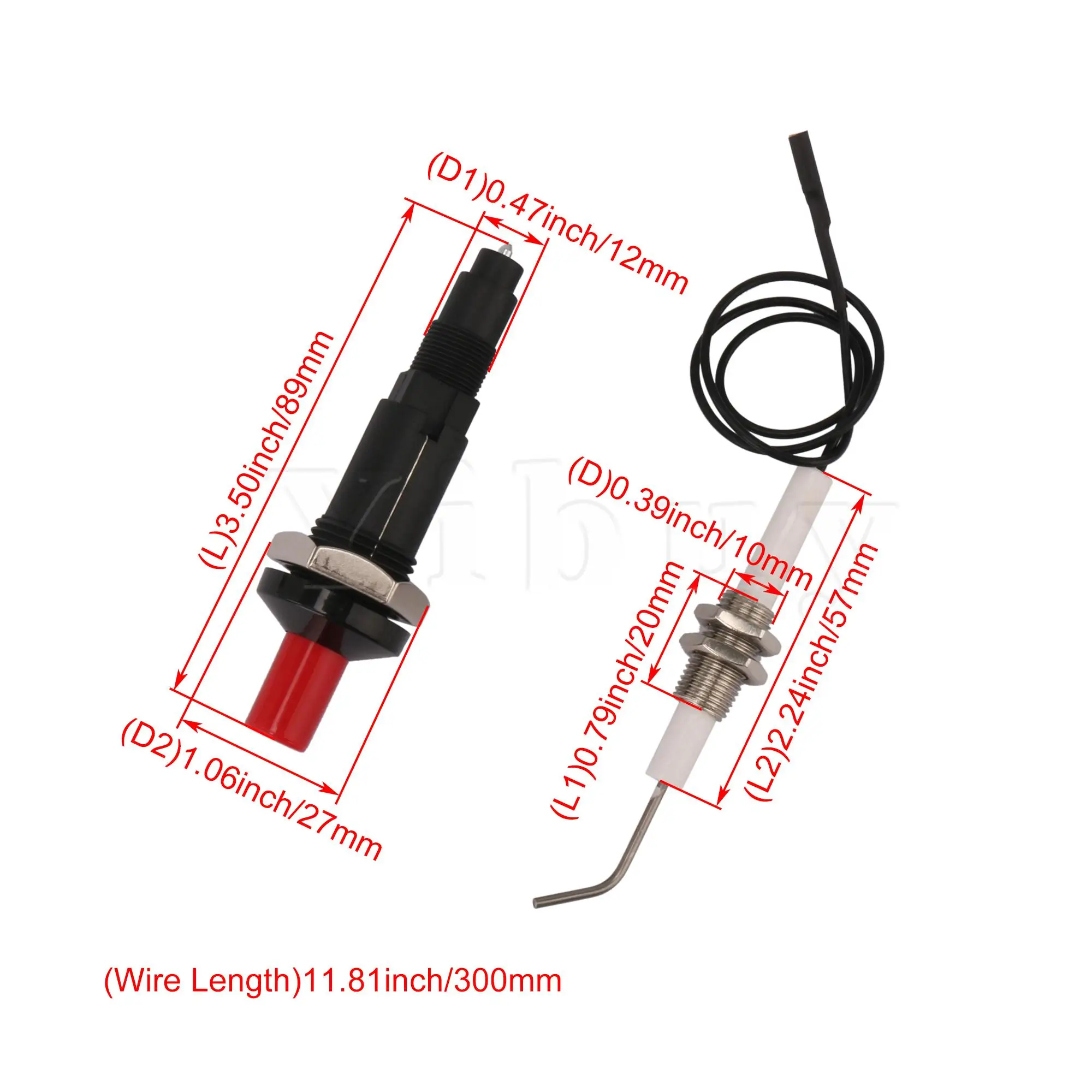 

2 x Push Button Piezo Spark Ignition with 30cm Length Wire Home Supplies
