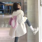 Осенне-зимние женские толстовки готика, Харадзюку парные с капюшоном с милыми кроличьими ушками черные женские милые корейские свободные теплые плюшевые пальто #2