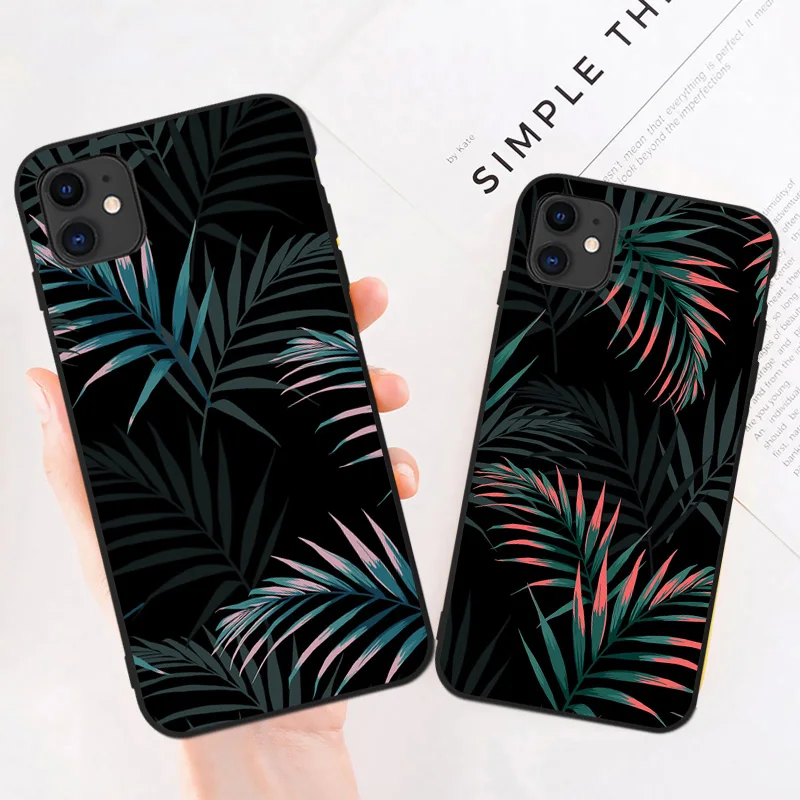 hot art banana leaf phone case for iphone 12 11 13 pro max xr xs max 6s 7 8 plus x se 2020 luxury soft silicone back cover free global shipping
