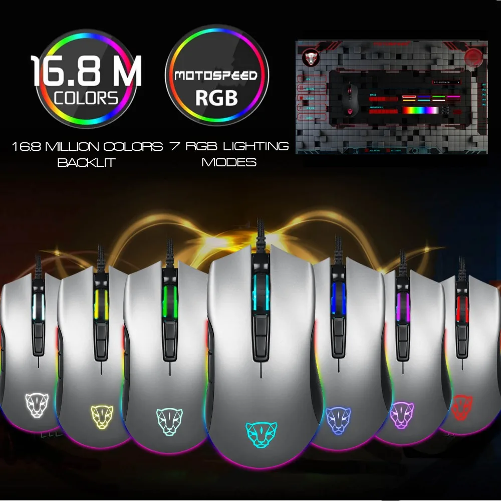 Motospeed V70 USB Проводная игровая мышь PMW3325 5000 dpi PMW3360 12000 dpi компьютер RGB светодиодный многоцветная подсветка отправка с коробкой