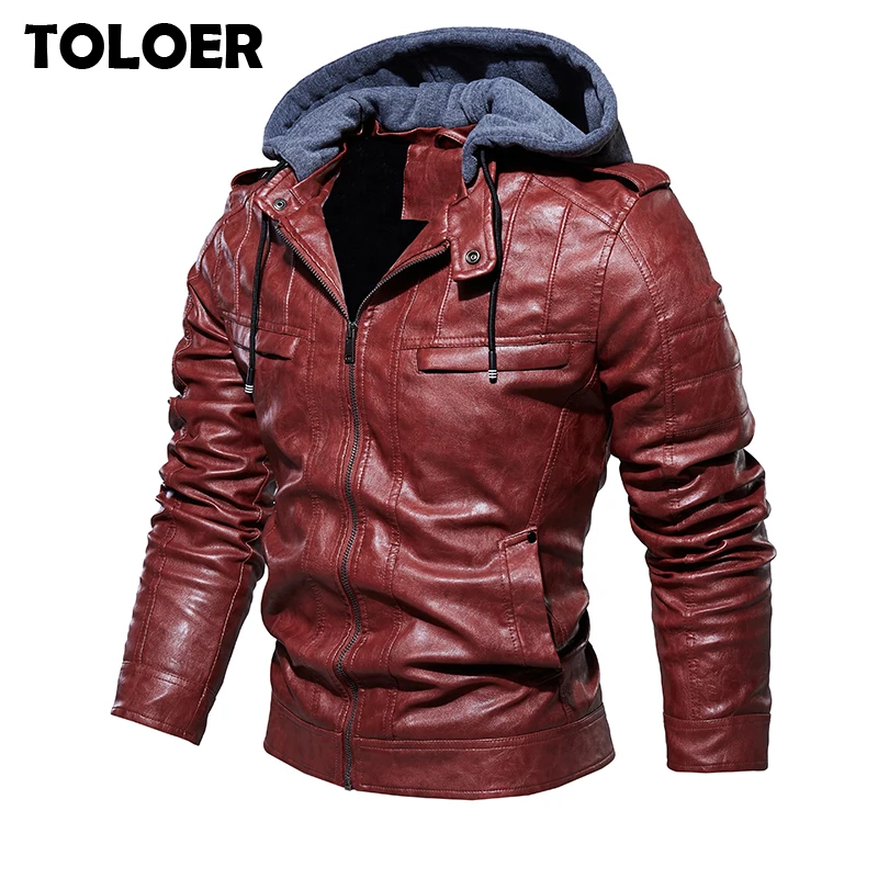 Мужская кожаная куртка повседневная мотоциклетная из искусственной кожи со