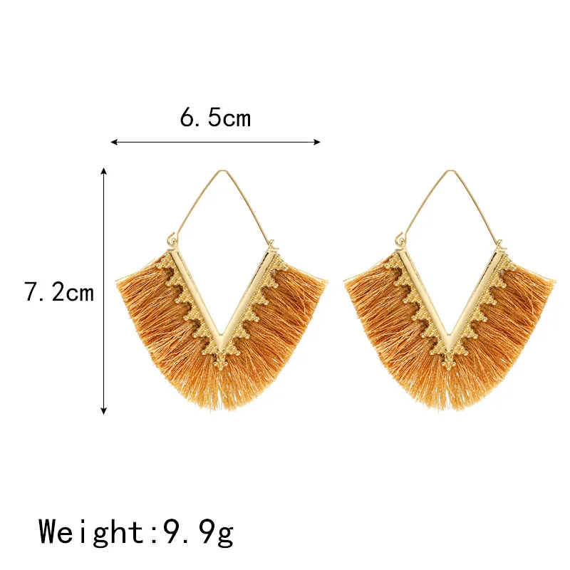 2019 новый V Дизайн серьги с кисточками геометрические Висячие красочные богемные