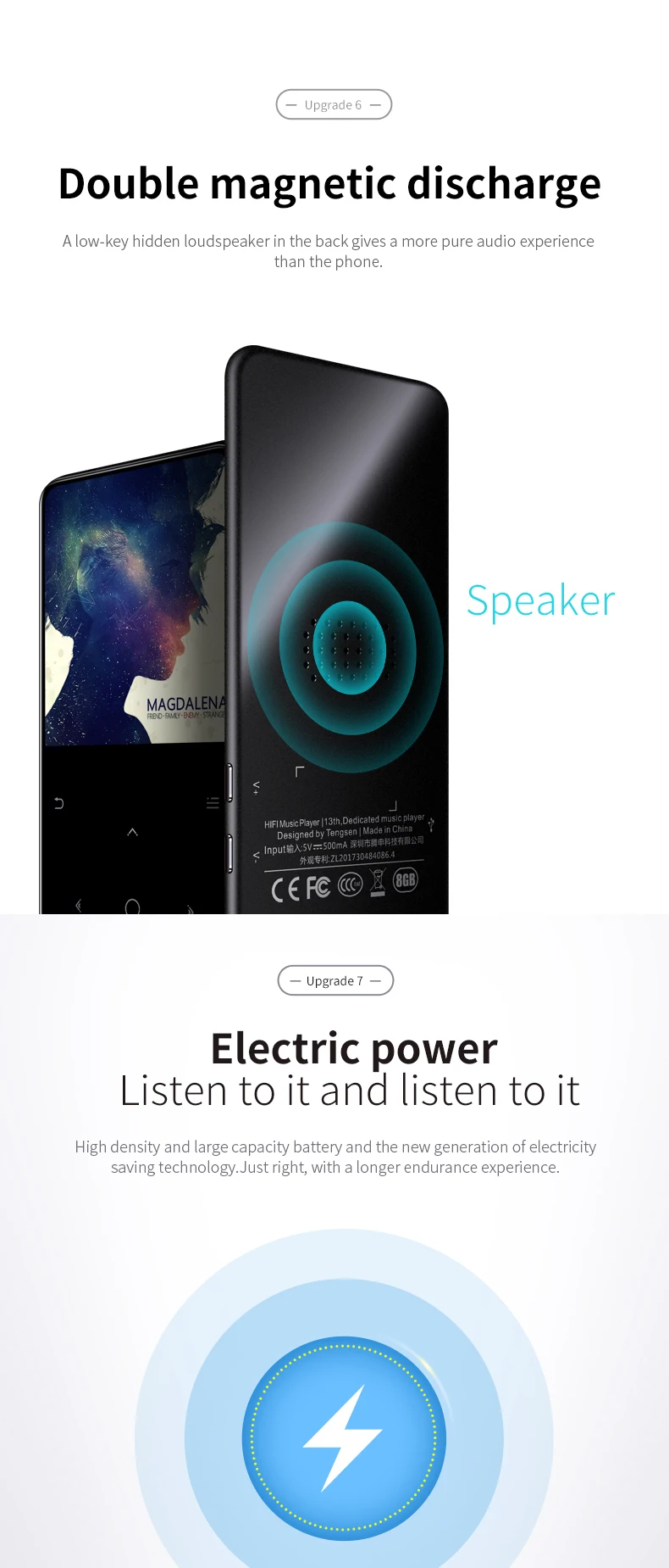 C6 Bluetooth 5,0 MP3-плеер 2,4 дюймов Встроенный динамик с fm-радио Запись видео портативный тонкий звук без потерь walkman