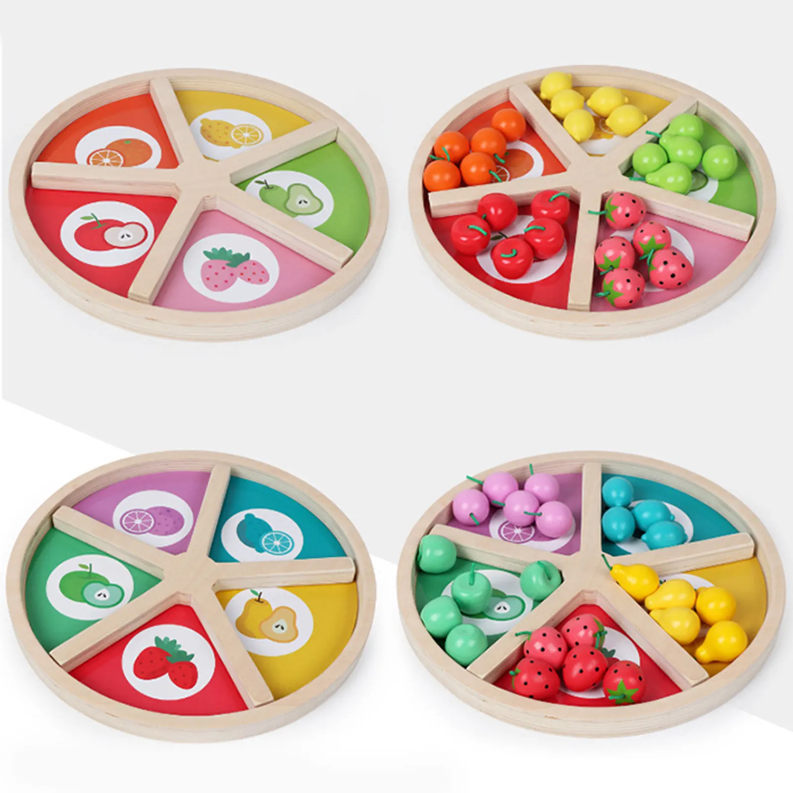 

Wood Chessboard Simulation Fruit Classification Toy Fruit Color Cognition Education Toy Mathematical Enlightenment Teaching