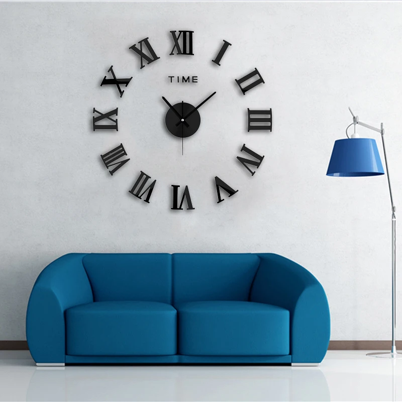 Римские зеркальные 3D настенные часы настоящая большая акция домашний декор